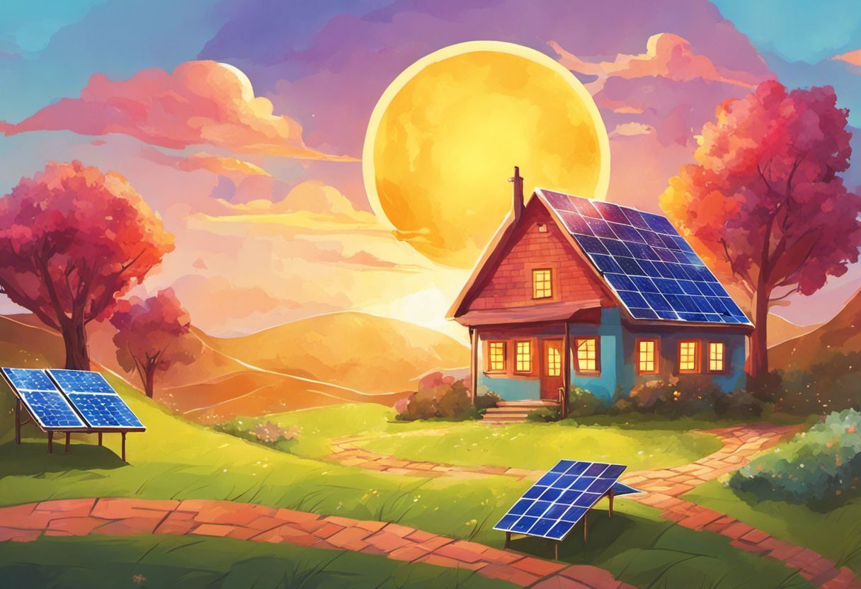 Maison charmante avec des panneaux solaires et ensoleillement